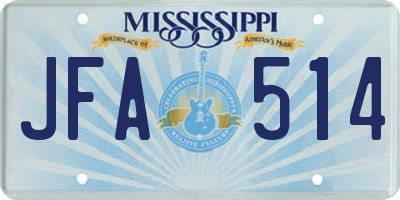 MS license plate JFA514