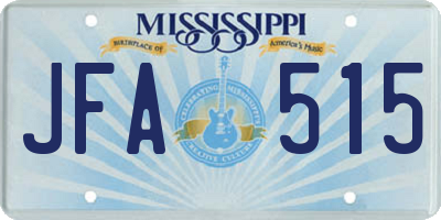 MS license plate JFA515