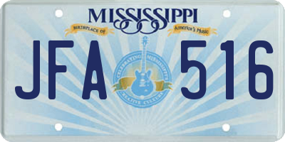 MS license plate JFA516