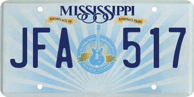 MS license plate JFA517