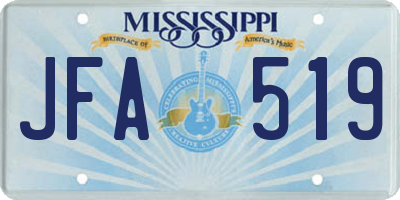 MS license plate JFA519