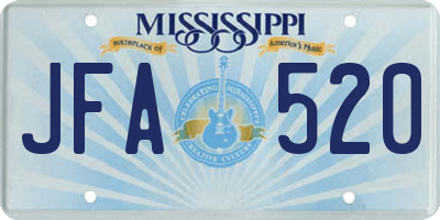 MS license plate JFA520