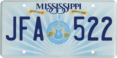 MS license plate JFA522