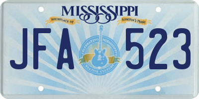 MS license plate JFA523