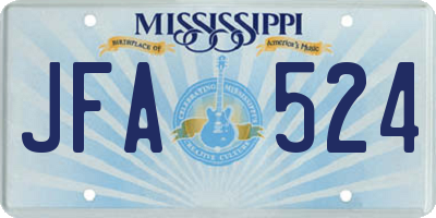 MS license plate JFA524