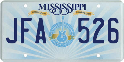 MS license plate JFA526