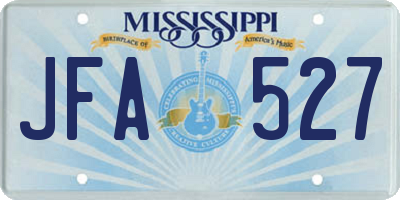 MS license plate JFA527