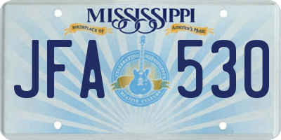 MS license plate JFA530