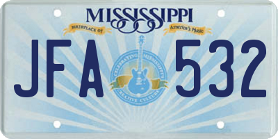 MS license plate JFA532