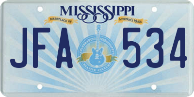 MS license plate JFA534