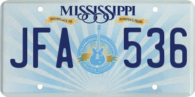 MS license plate JFA536