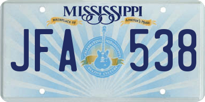 MS license plate JFA538