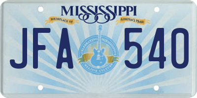 MS license plate JFA540