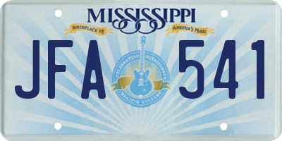 MS license plate JFA541