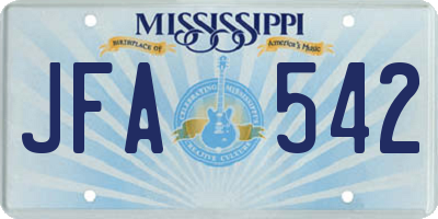MS license plate JFA542