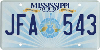 MS license plate JFA543