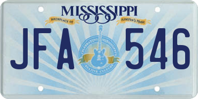 MS license plate JFA546