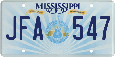 MS license plate JFA547