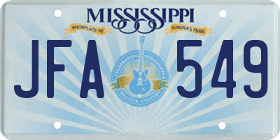 MS license plate JFA549
