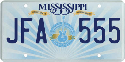 MS license plate JFA555