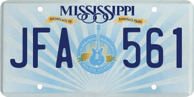 MS license plate JFA561