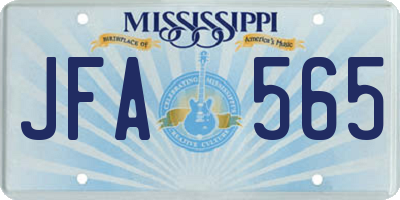 MS license plate JFA565