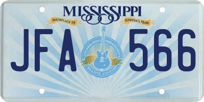 MS license plate JFA566