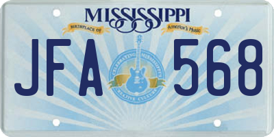 MS license plate JFA568