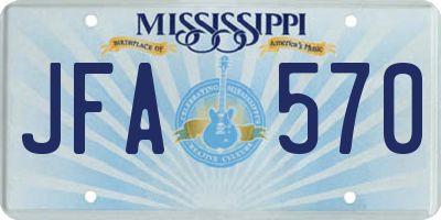 MS license plate JFA570