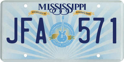MS license plate JFA571