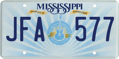 MS license plate JFA577