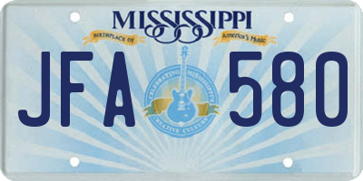 MS license plate JFA580
