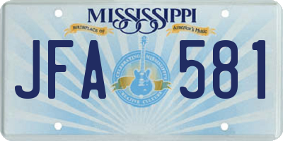MS license plate JFA581