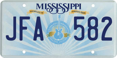 MS license plate JFA582