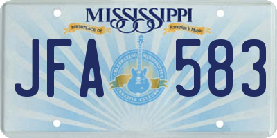 MS license plate JFA583