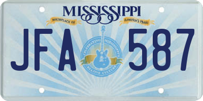 MS license plate JFA587
