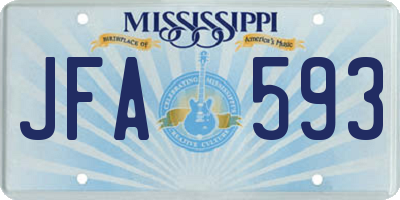MS license plate JFA593
