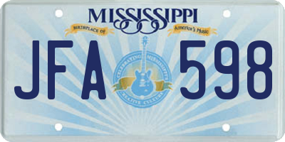 MS license plate JFA598