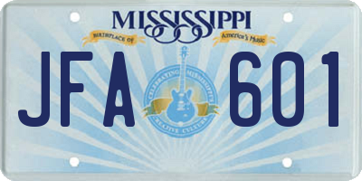 MS license plate JFA601