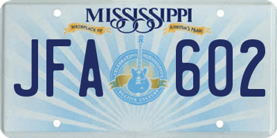 MS license plate JFA602
