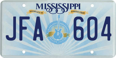 MS license plate JFA604