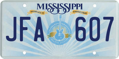 MS license plate JFA607