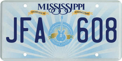 MS license plate JFA608