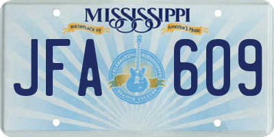 MS license plate JFA609