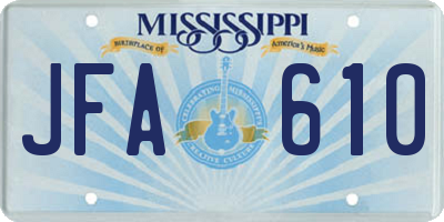 MS license plate JFA610