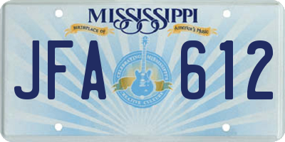 MS license plate JFA612
