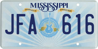 MS license plate JFA616