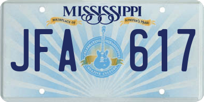 MS license plate JFA617