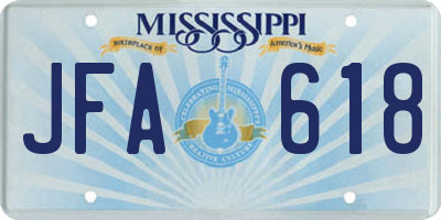 MS license plate JFA618