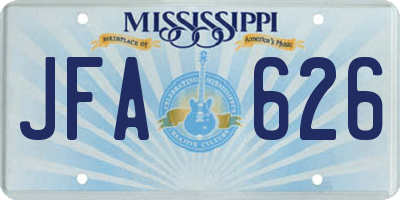 MS license plate JFA626